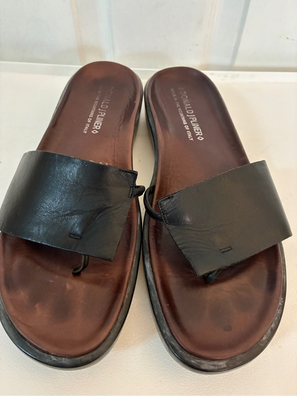 Donald J Pliner Black Leather Slide Sandals Made In Italy Size 9